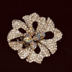 Aurora Borealis Rhinestone Floral Hair Clip (3813)